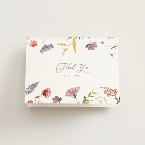 This is a sherbert bridal shower thank you cards with standard by Erin Hodges called untied printing on strathmore in standard