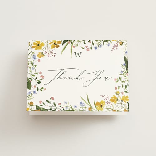 This is a sunshine bridal shower thank you cards with standard by Kate Ahn called briar printing on strathmore in standard