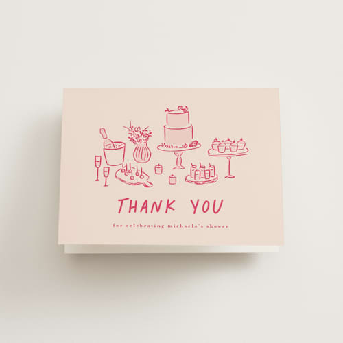 This is a creme bridal shower thank you cards with standard by chocomocacino called atherina printing on strathmore in standard