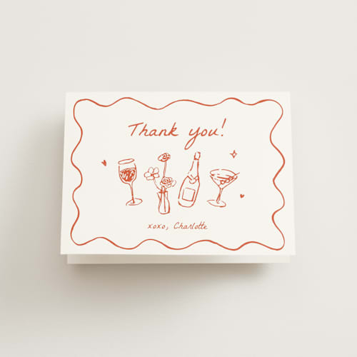 This is a verona sunset bridal shower thank you cards with standard by Cass Loh called chic soirée printing on strathmore in standard