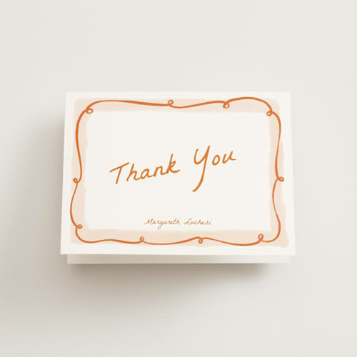 This is a flame bridal shower thank you cards with standard by Pati Cascino called giardino printing on strathmore in standard
