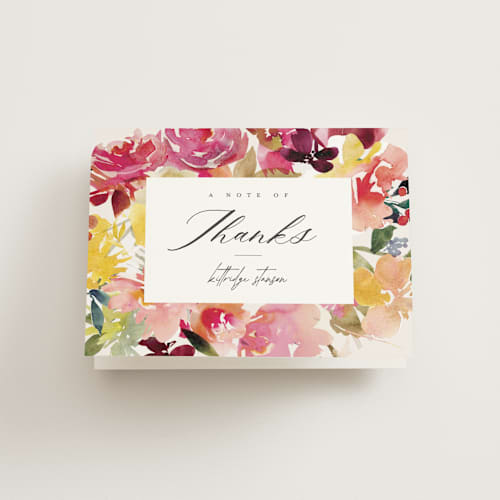 This is a petal bridal shower thank you cards with standard by lori jacobs wemple called magic flowers printing on strathmore in standard