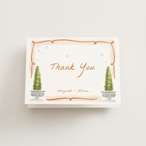 This is a flame wedding thank you cards with standard by Pati Cascino called giardino printing on strathmore in standard