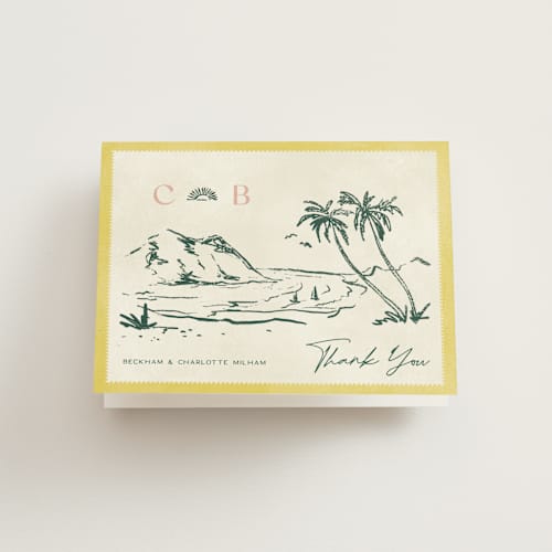 This is a island citrus wedding thank you cards with standard by Pixel and Hank called coastal drift printing on strathmore in standard