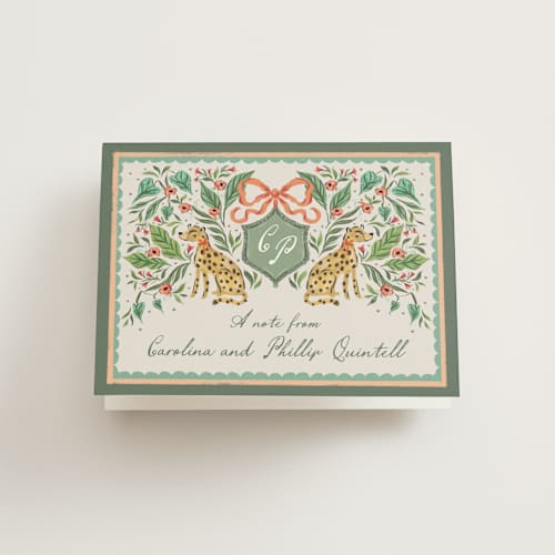 This is a meadow wedding thank you cards with standard by Jackie Crawford called whimsical hand illustrated crest printing on strathmore in standard