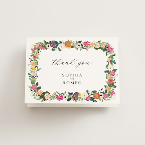 This is a daisy wedding thank you cards with standard by Susan Moyal called secret garden printing on strathmore in standard