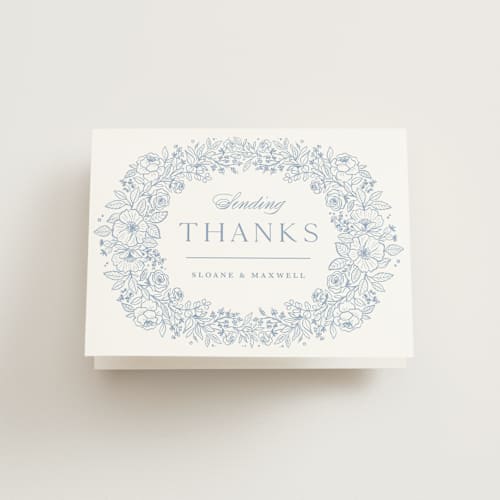 This is a nova wedding thank you cards with standard by Kristen Smith called wild roses printing on strathmore in standard