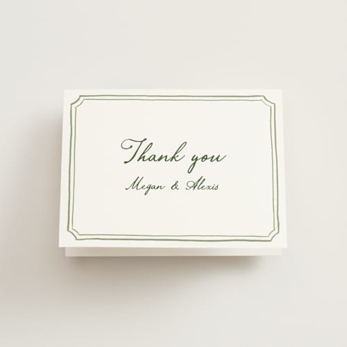 This is a moss wedding thank you cards with standard by Cass Loh called handwritten printing on strathmore in standard