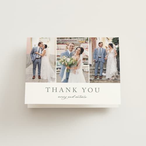 This is a sage wedding thank you cards with standard by Jennifer Postorino called avery printing on strathmore in standard