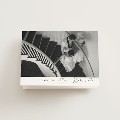 This is a silk wedding thank you cards with standard by Kelly Schmidt called overlap printing on strathmore in standard