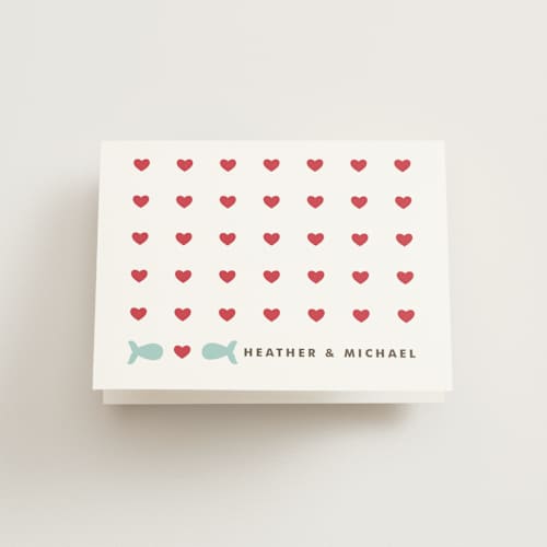 This is a tropical sea wedding thank you cards with standard by Ling Wang called only fish for me printing on strathmore in standard