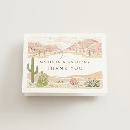 This is a red rock wedding thank you cards with standard by Paper Sun Studio called westward printing on strathmore in standard