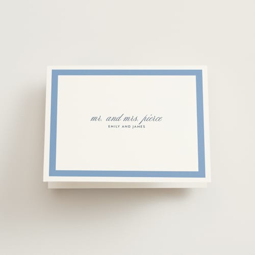 This is a blue bell wedding thank you cards with standard by Megan Davis called montauk printing on strathmore in standard