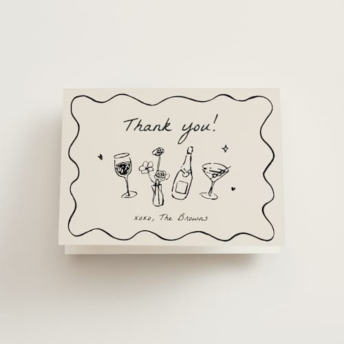 This is a ink wedding thank you cards with standard by Cass Loh called chic soirée printing on strathmore in standard