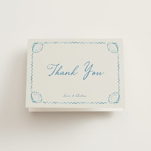 This is a ocean wedding thank you cards with standard by Pati Cascino called puglia printing on strathmore in standard