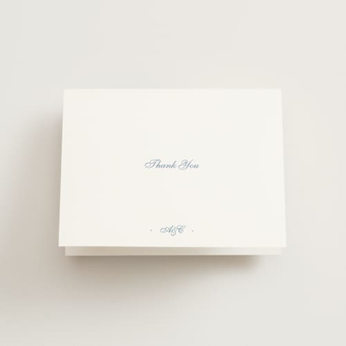 This is a provincial blue wedding thank you cards with standard by Blustery August called villa printing on strathmore in standard