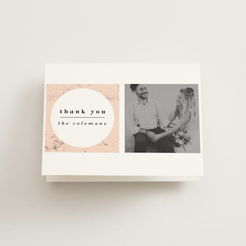 This is a blush wedding thank you cards with standard by Nazia Hyder called new york printing on strathmore in standard