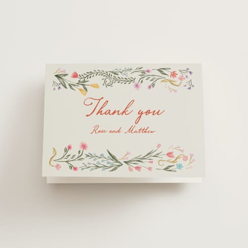 This is a sunset wedding thank you cards with standard by Maja Cunningham called chantilly printing on strathmore in standard
