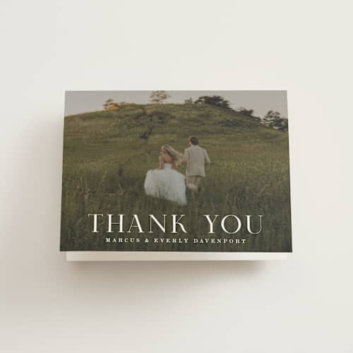 This is a snow wedding thank you cards with standard by Hooray Creative called everly printing on strathmore in standard