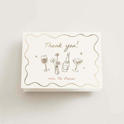 This is a verona sunset wedding thank you cards with foil pressed by Cass Loh called chic soirée printing on strathmore in standard