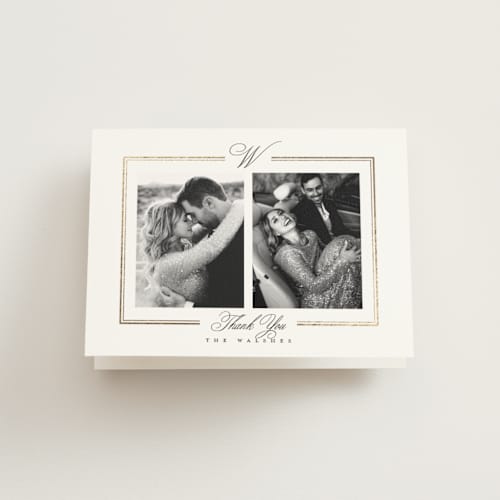 This is a pearl wedding thank you cards with foil pressed by Leah Bisch called elegant type printing on strathmore in standard