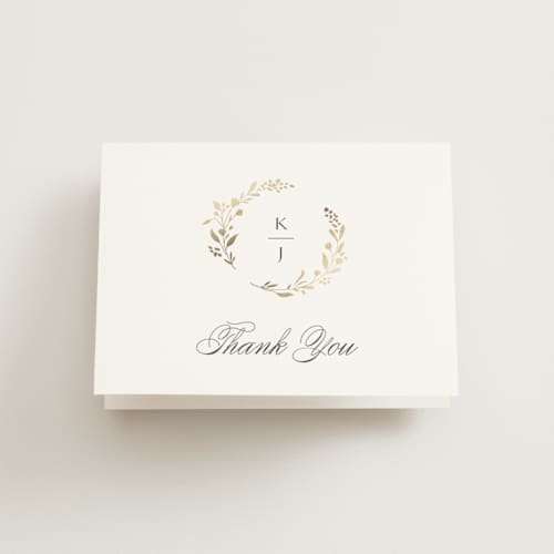 This is a cloudy wedding thank you cards with foil pressed by Jennifer Postorino called embrace printing on strathmore in standard