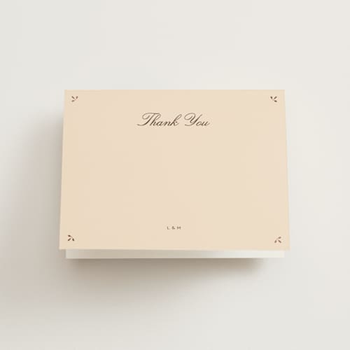 This is a coco wedding thank you cards with foil pressed by Ani Somi called sweet fancy printing on strathmore in standard
