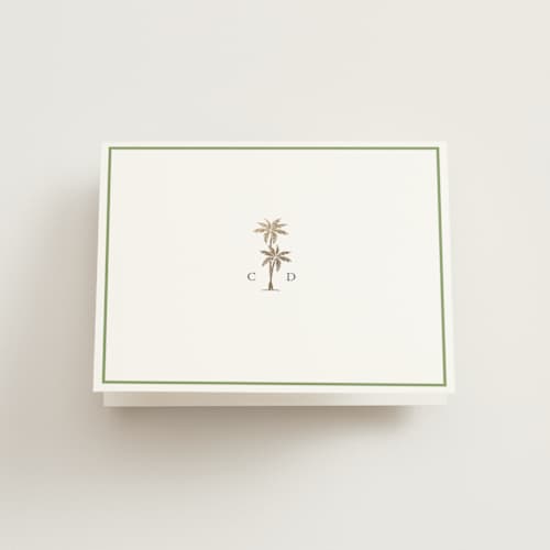 This is a leaf wedding thank you cards with foil pressed by Olivia Raufman called palm monogram printing on strathmore in standard