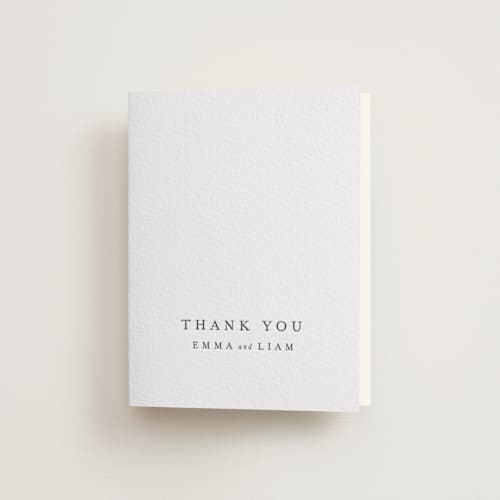 This is a soft black wedding thank you cards with letterpress by Design Lotus called a thousand years printing on coventry320 in standard