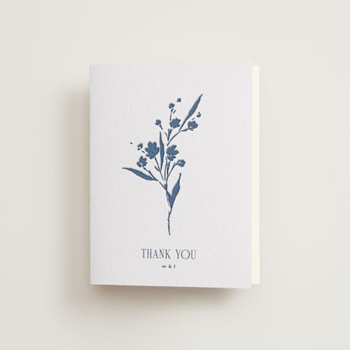 This is a blueberry wedding thank you cards with letterpress by Kate Ahn called helena printing on coventry320 in standard