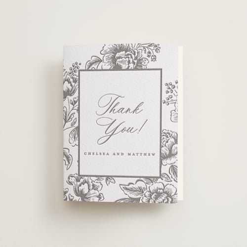 This is a graphite wedding thank you cards with letterpress by Chris Griffith called wedding press printing on coventry320 in standard