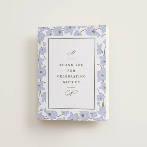This is a vista | artichoke wedding thank you cards with letterpress by letterfix called anemones printing on coventry320 in standard