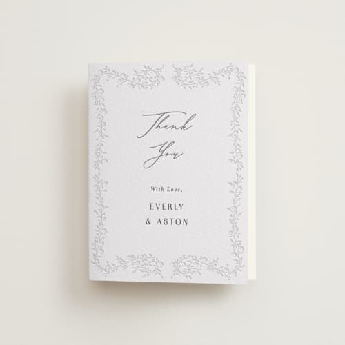 This is a smoke | blind deboss wedding thank you cards with letterpress by Nicoletta Savod called delicately printing on coventry320 in standard