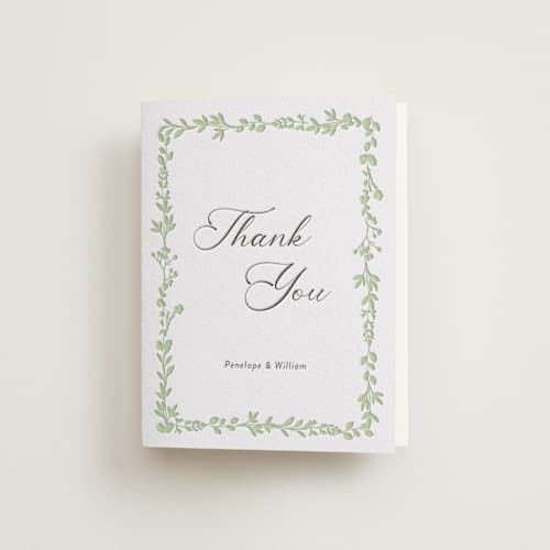This is a matcha | soft black wedding thank you cards with letterpress by Susan Moyal called flower garden printing on coventry320 in standard