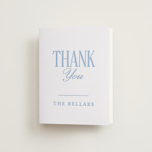 This is a robin's egg wedding thank you cards with letterpress by Baumbirdy called big day printing on coventry320 in standard