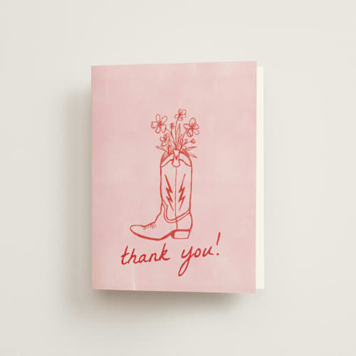 This is a strawberry wedding thank you cards with standard by Erin Kessler called party boots printing on strathmore in standard