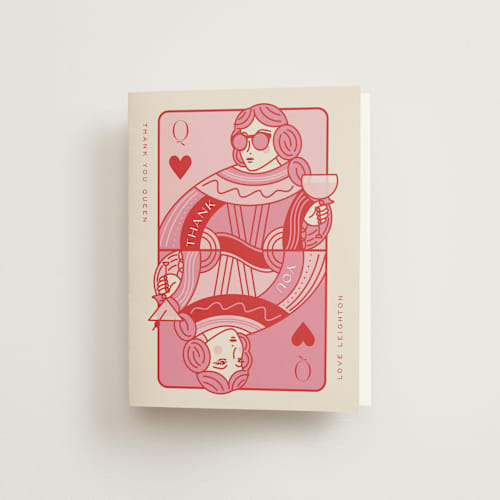 This is a rose wedding thank you cards with standard by Jenna Holcomb called the queen printing on strathmore in standard