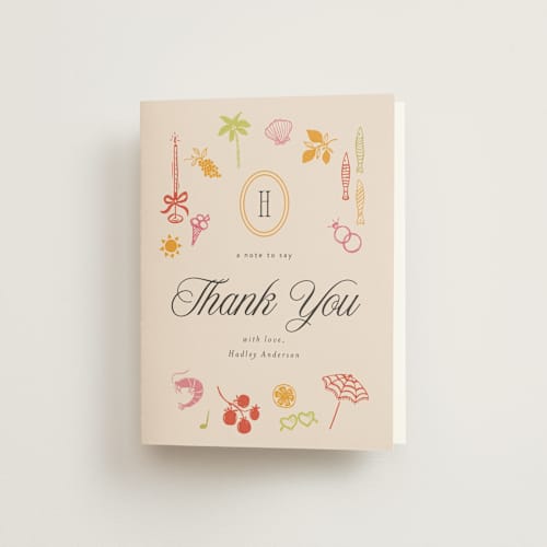 This is a almond wedding thank you cards with standard by Melanie Kosuge called coast printing on strathmore in standard