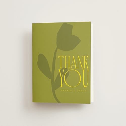 This is a island citrus wedding thank you cards with standard by Morgan Kendall called bloom printing on strathmore in standard