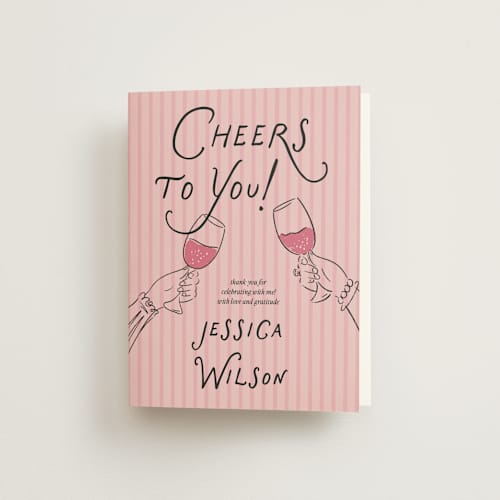 This is a rose wedding thank you cards with standard by Jenna Holcomb called galentines cheers printing on strathmore in standard