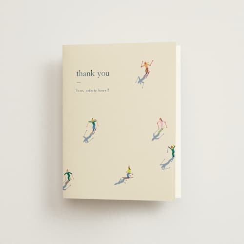 This is a cream wedding thank you cards with standard by Ellen Schlegelmilch called slope printing on strathmore in standard