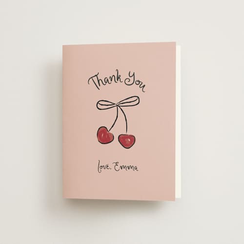 This is a cherry wedding thank you cards with standard by Helena Vitto called cherry printing on strathmore in standard