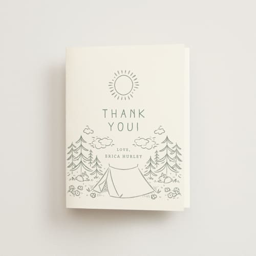 This is a sage wedding thank you cards with standard by Kiersten Garner called the adventure begins printing on strathmore in standard