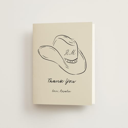 This is a sand wedding thank you cards with standard by Jelena Vuletic called lariat printing on strathmore in standard