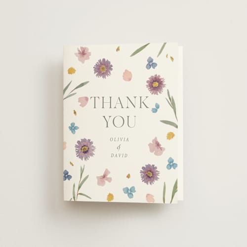 This is a lily wedding thank you cards with standard by Christy Hy Lee called petals printing on strathmore in standard