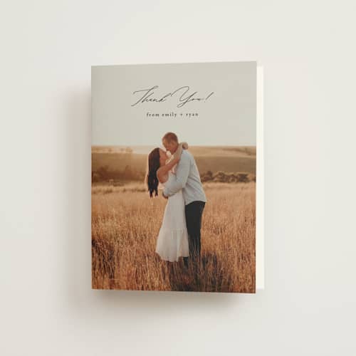 This is a granite wedding thank you cards with standard by Corinne Malesic called photogenic printing on strathmore in standard