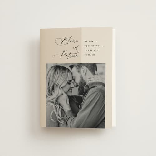 This is a parchment wedding thank you cards with standard by Kaydi Bishop called by your side printing on strathmore in standard