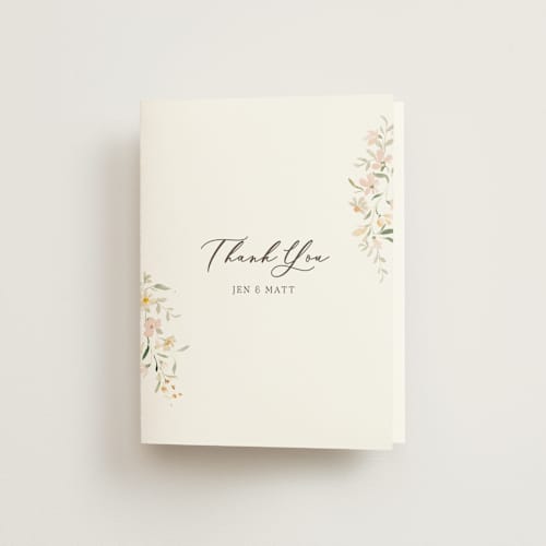 This is a blush wedding thank you cards with standard by Itsy Belle Studio called garden engagement printing on strathmore in standard