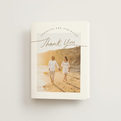 This is a lily wedding thank you cards with standard by Creo Study called scripted snapshot printing on strathmore in standard