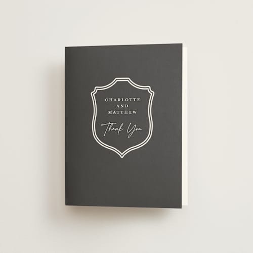 This is a midnight wedding thank you cards with standard by mo kelley called libations printing on strathmore in standard